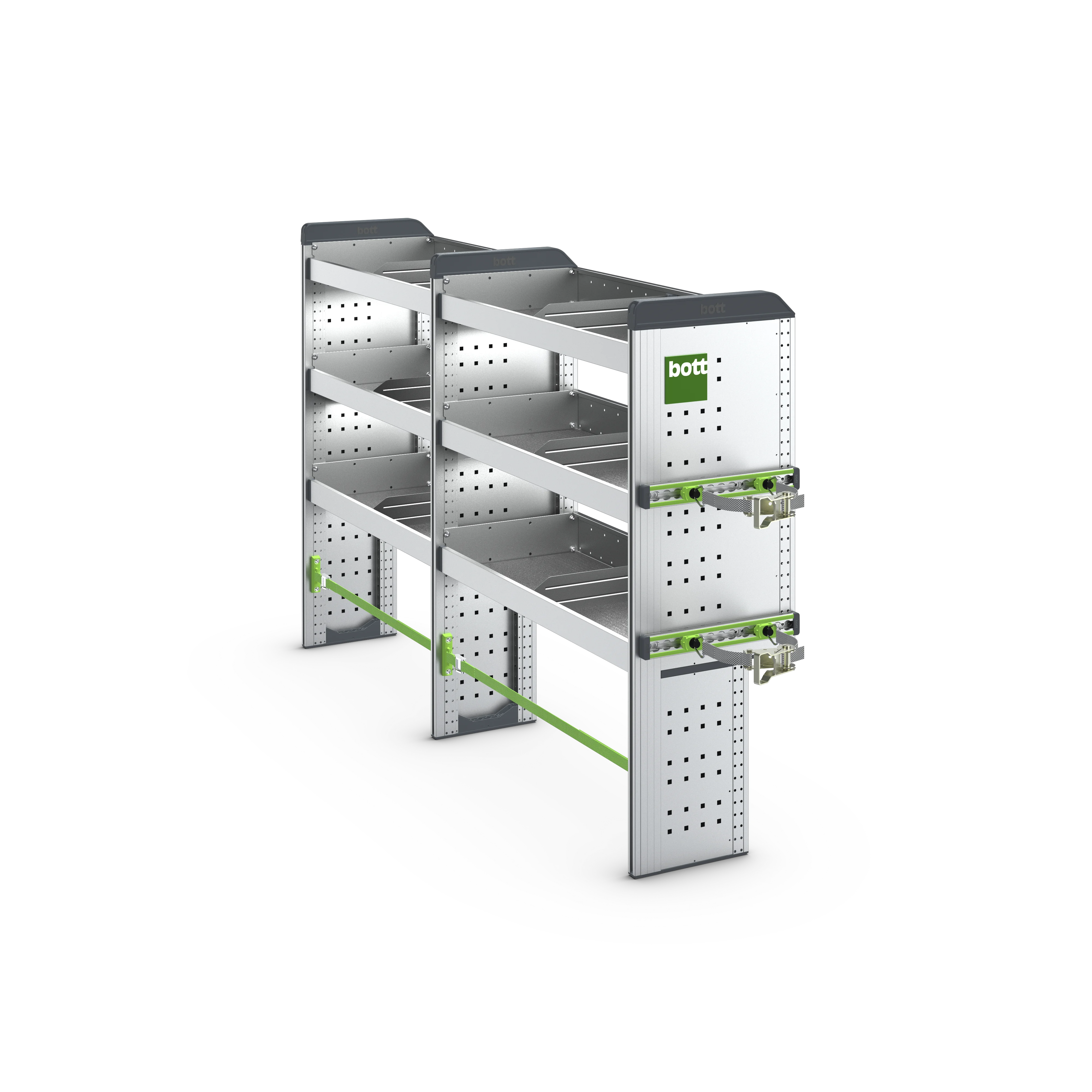 Twin-sided bott vario3 shelving modules