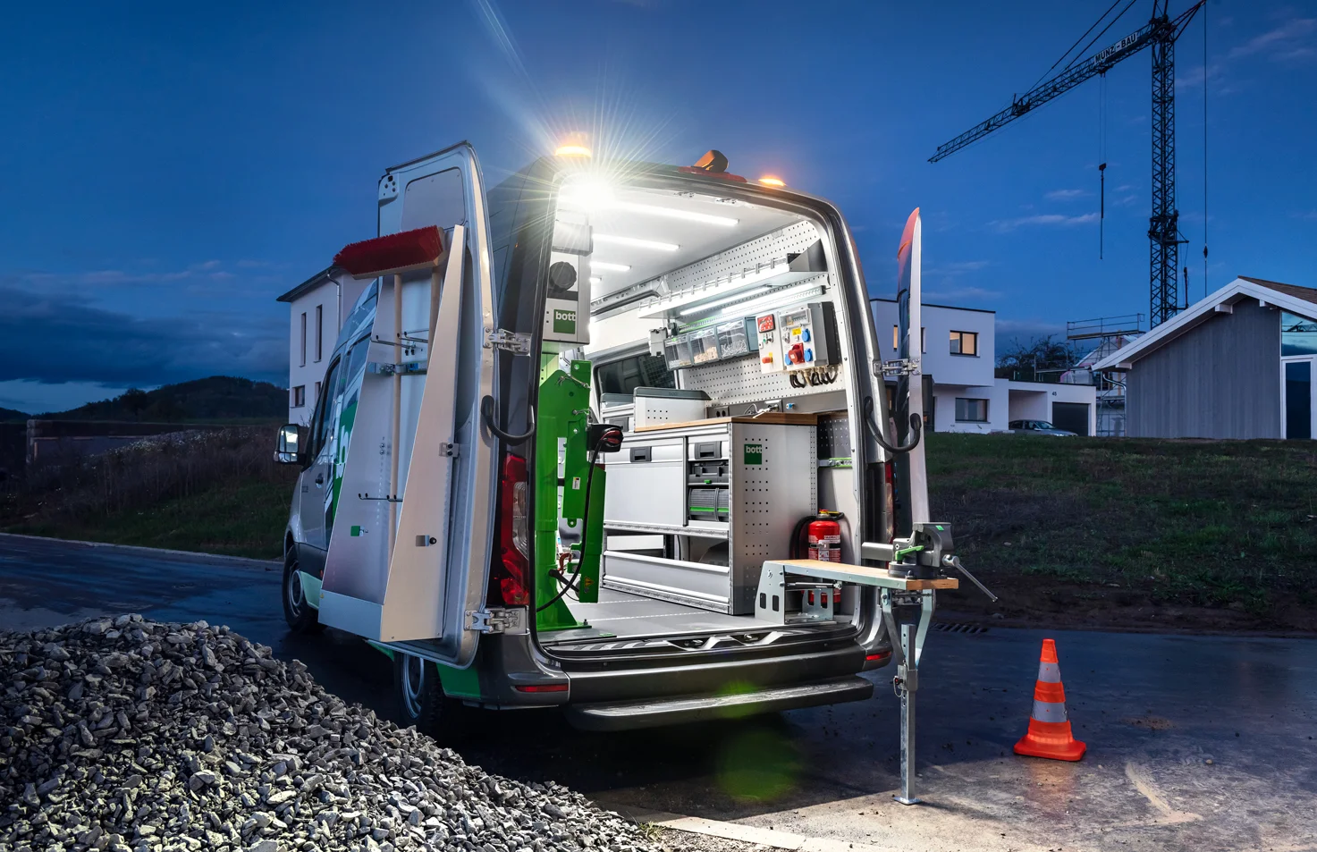bott vario3 mobile workshop installed inside a commercial van