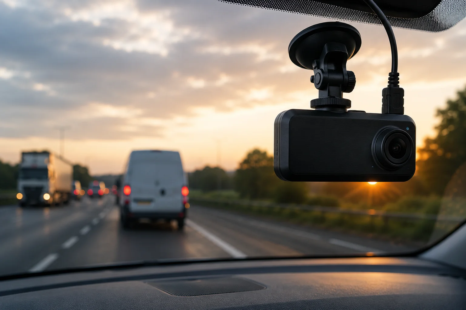 Dash camera professionally installed inside a commercial vehicle