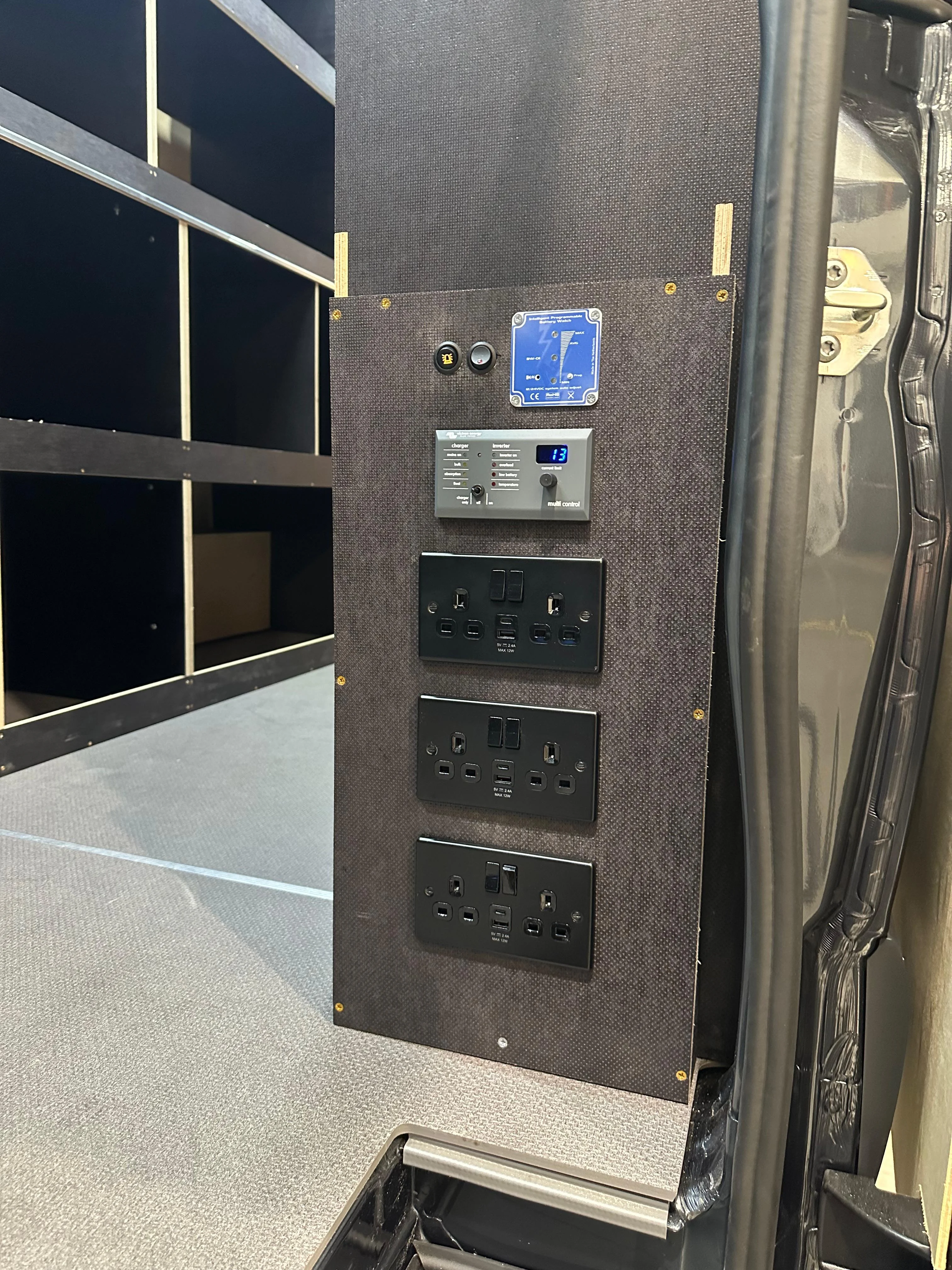 Commercial vehicle electrical wiring being professionally installed