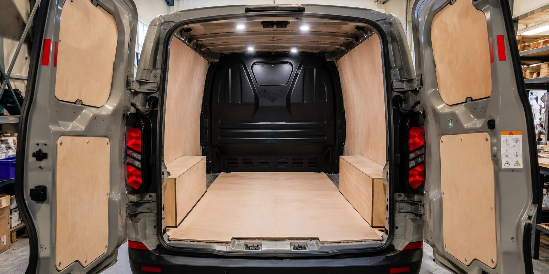 Professionally lined and protected commercial van interior